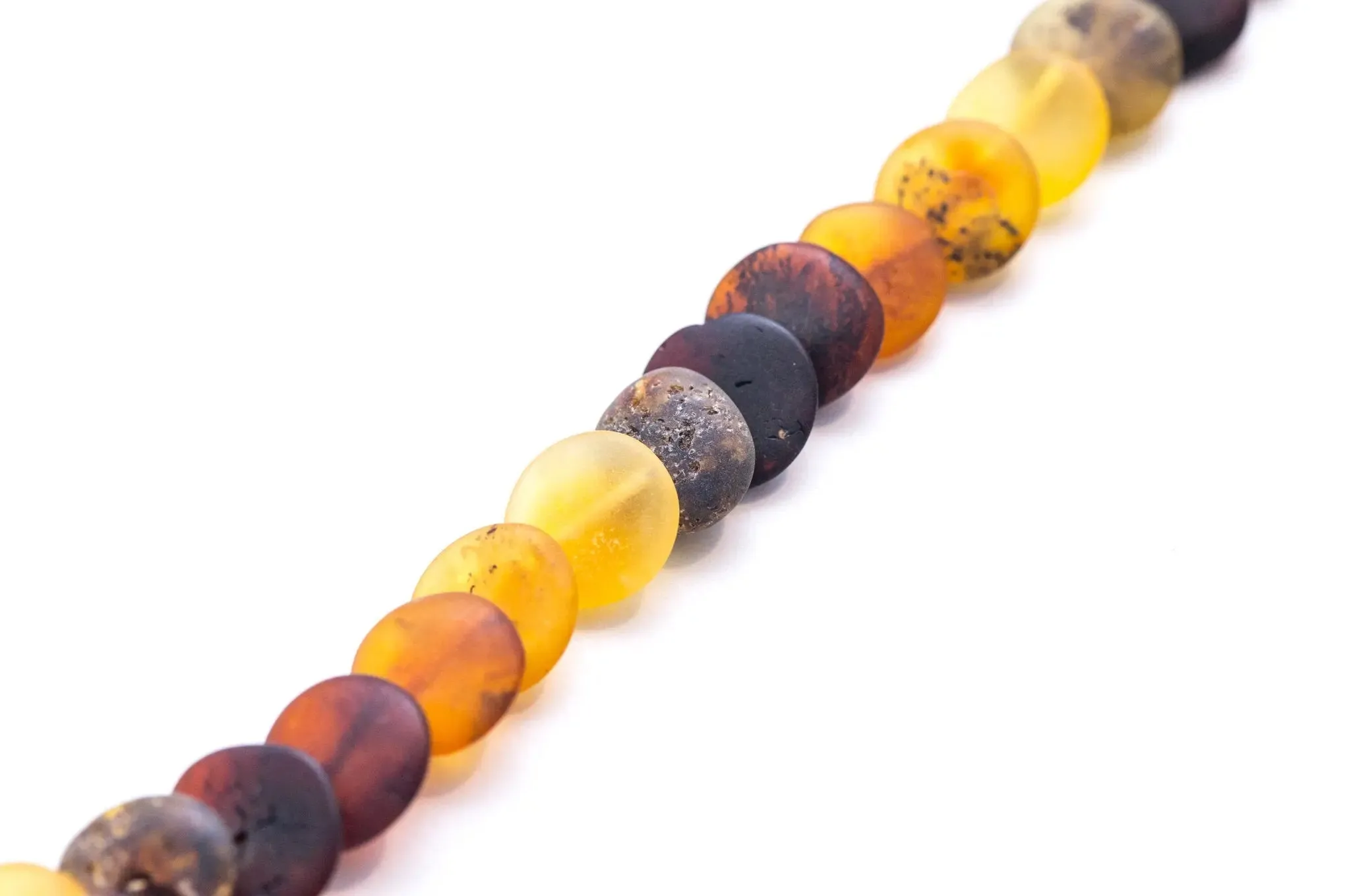 Small Amber Disc Necklace, Multicolour Amber Necklace