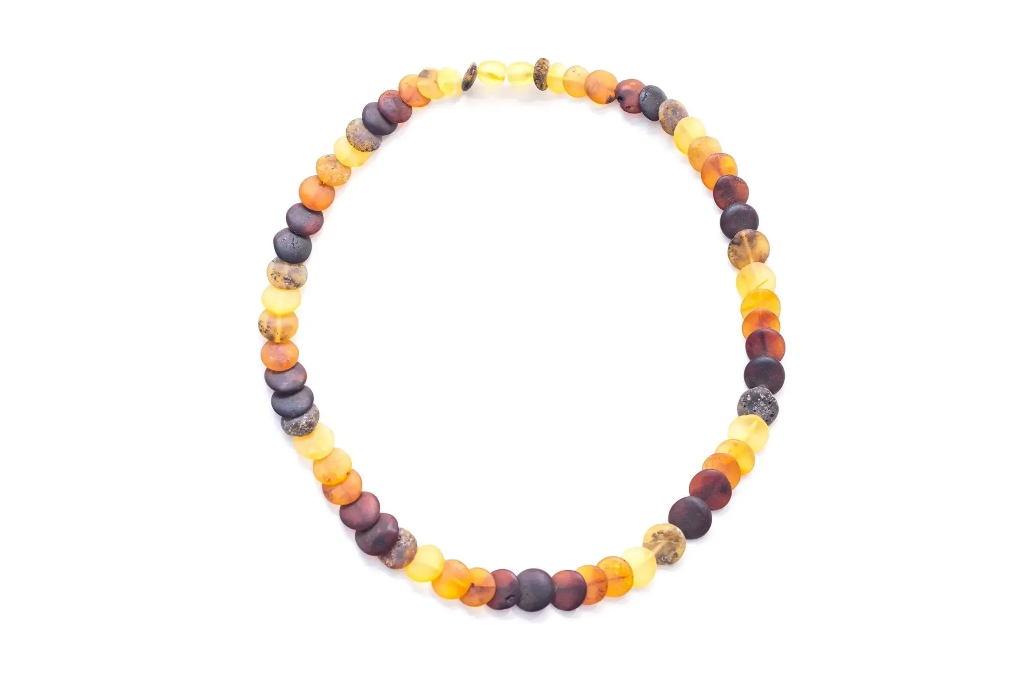 Small Amber Disc Necklace, Multicolour Amber Necklace