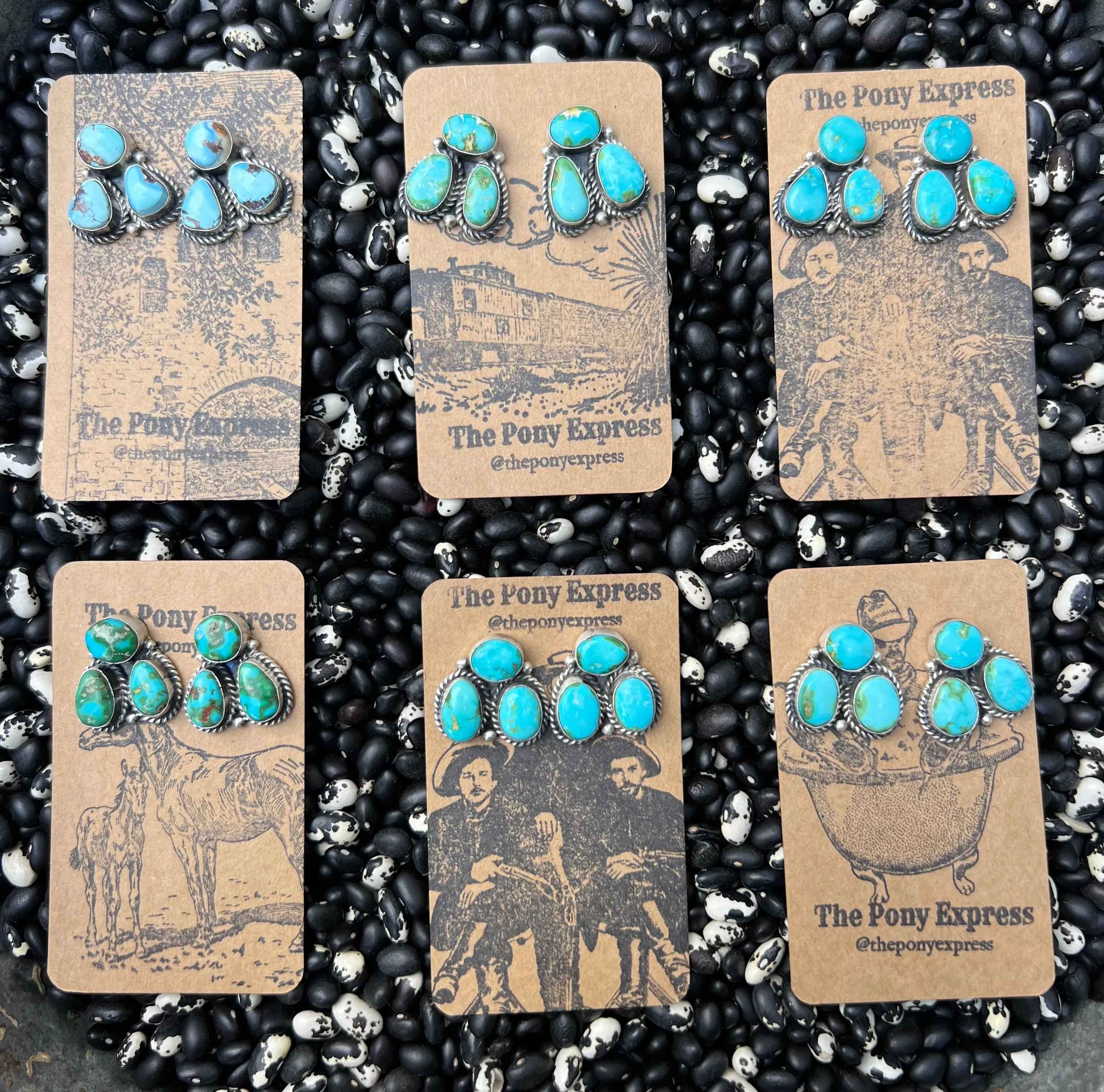 Sonoran Gold & Golden Hills Turquoise Three Stone Studs