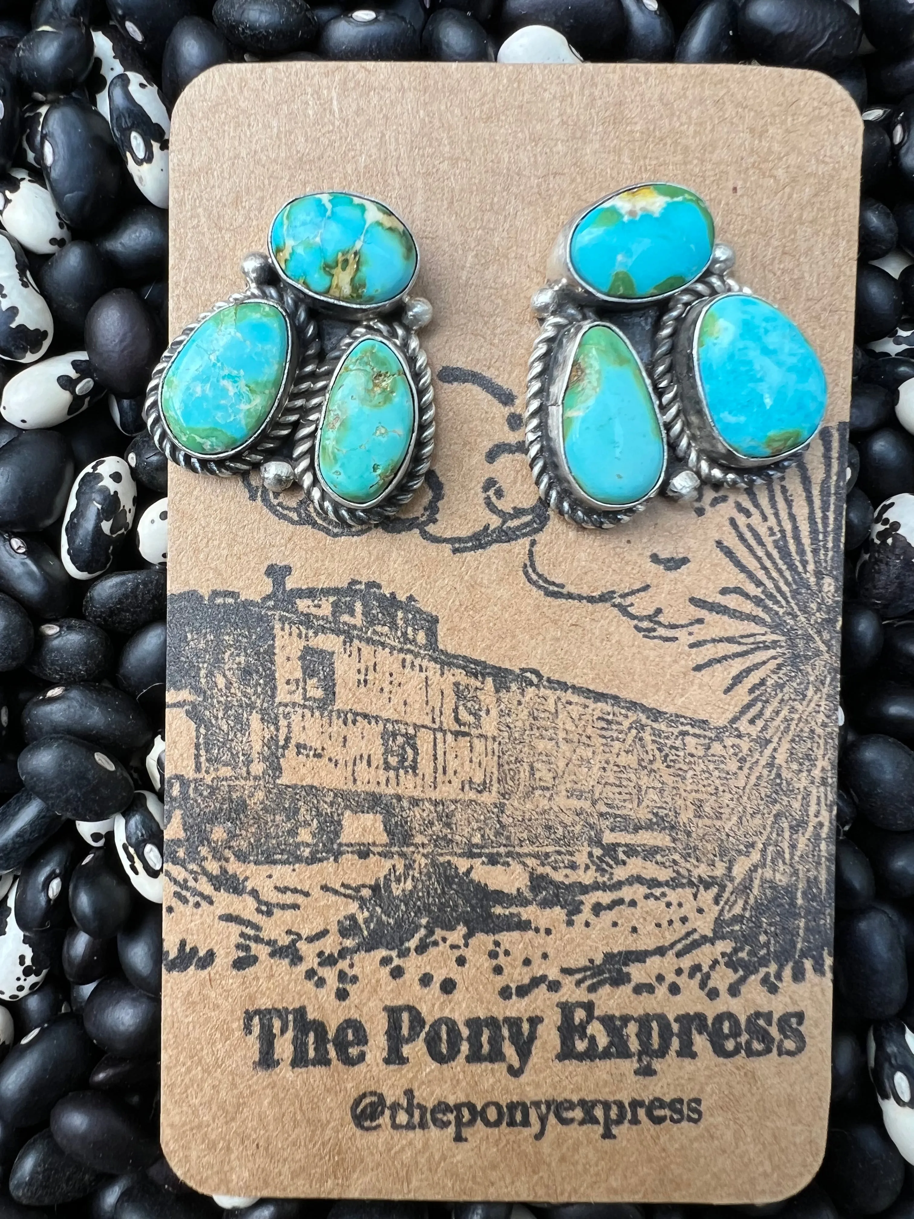 Sonoran Gold & Golden Hills Turquoise Three Stone Studs