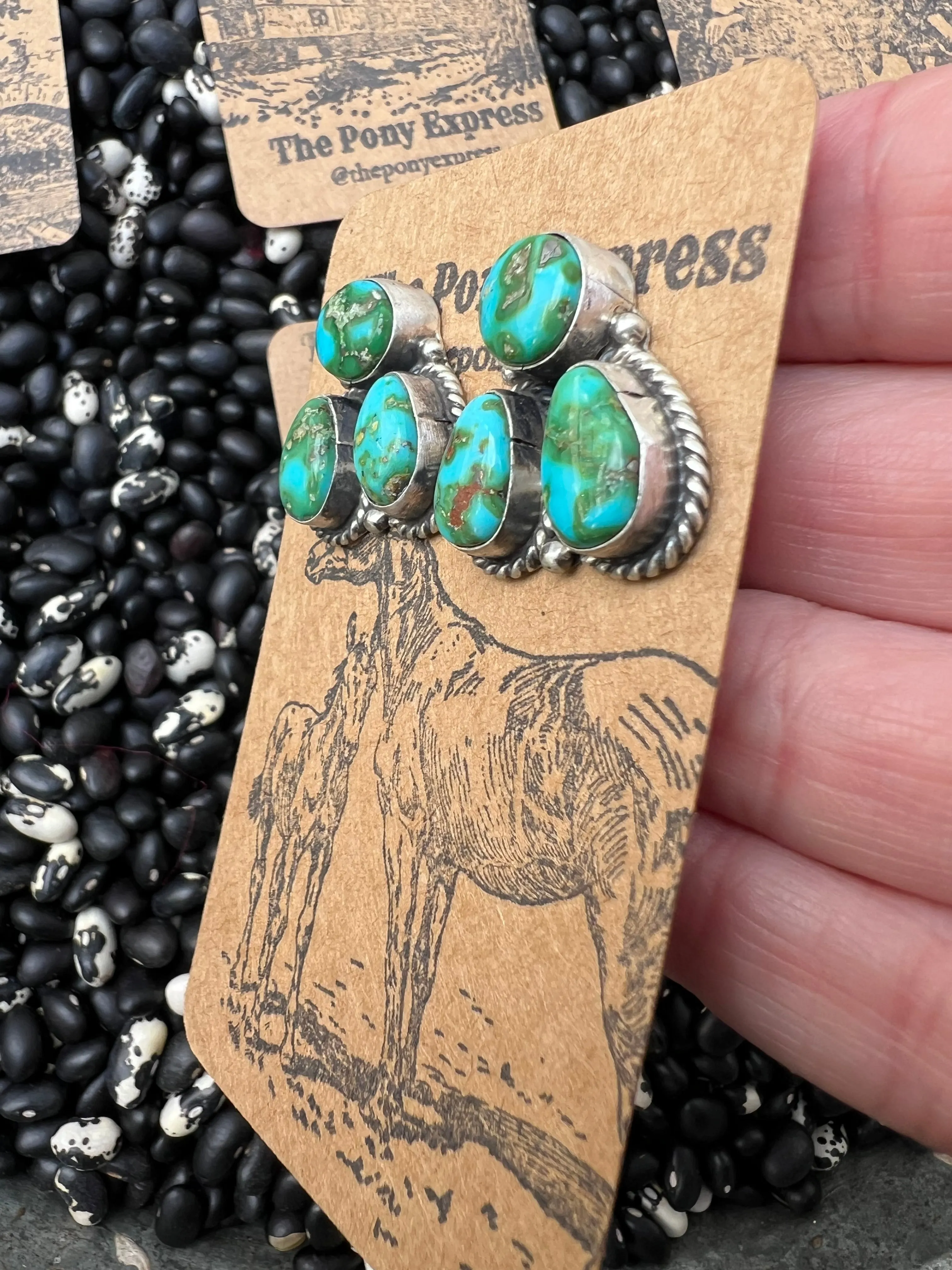 Sonoran Gold & Golden Hills Turquoise Three Stone Studs