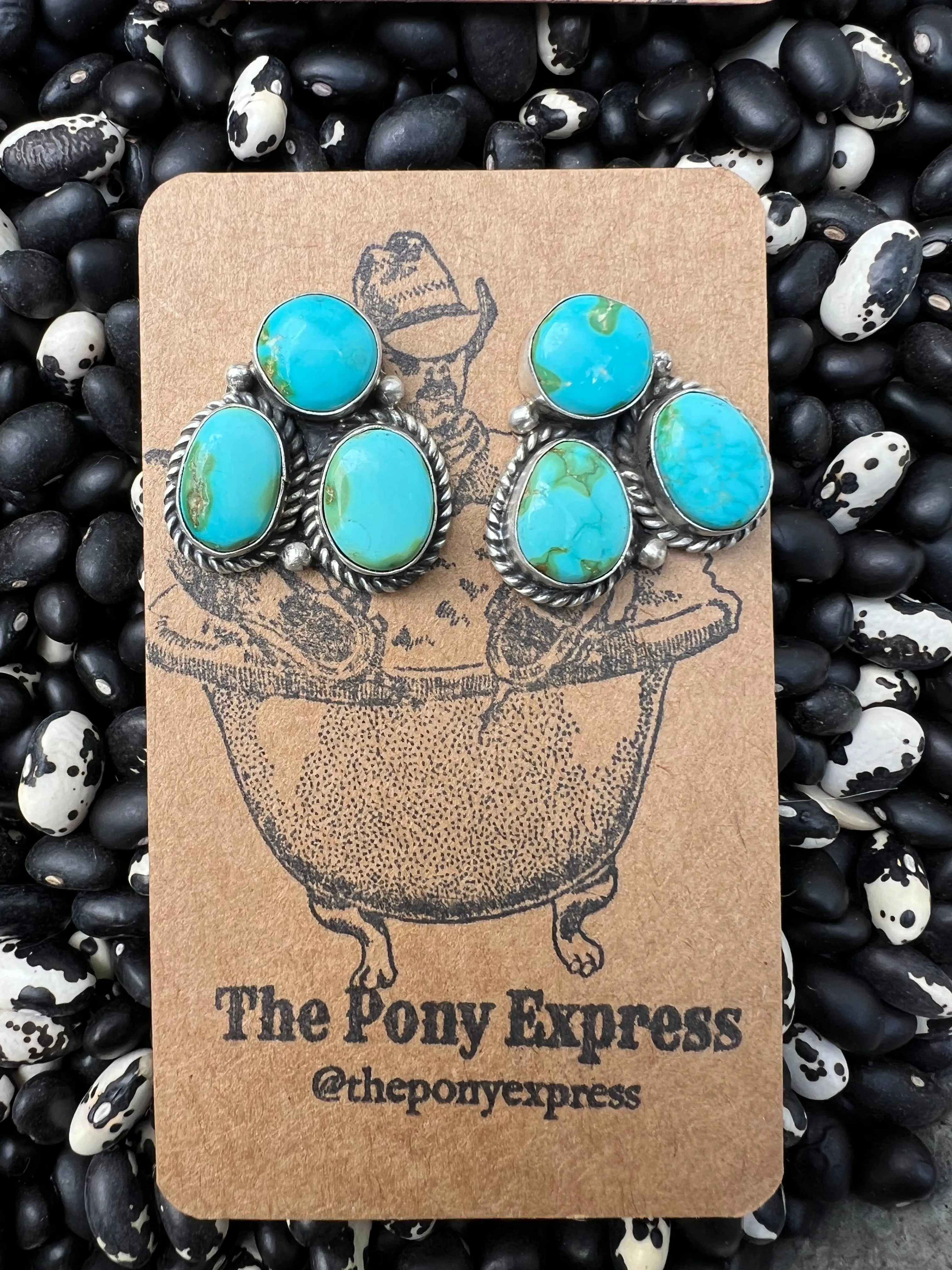 Sonoran Gold & Golden Hills Turquoise Three Stone Studs