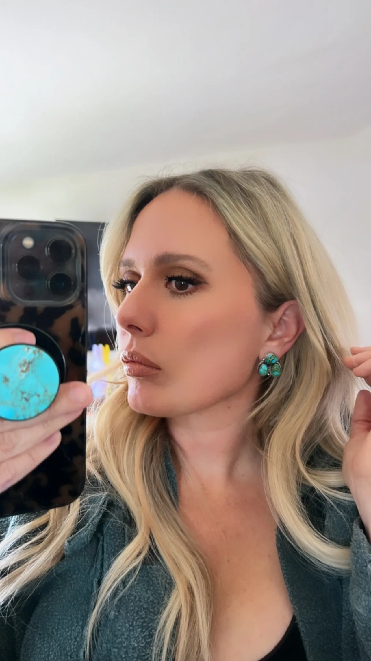 Sonoran Gold & Golden Hills Turquoise Three Stone Studs