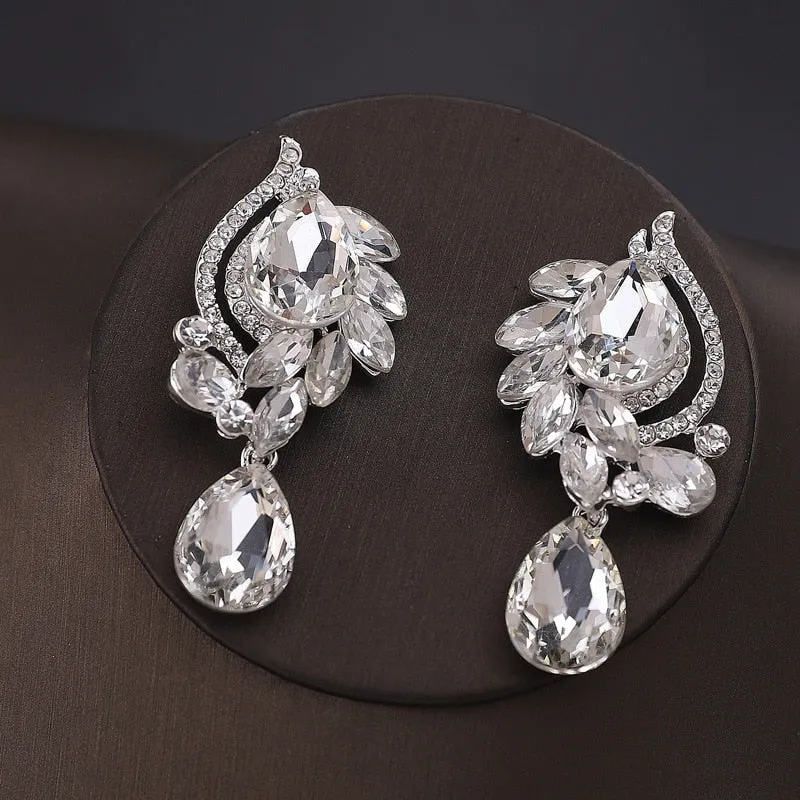 Sparkle Time Rhinestone Bridal Tiara and Jewelry Set-Crown-Earrings-Necklace