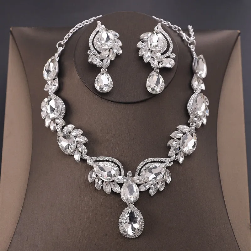 Sparkle Time Rhinestone Bridal Tiara and Jewelry Set-Crown-Earrings-Necklace