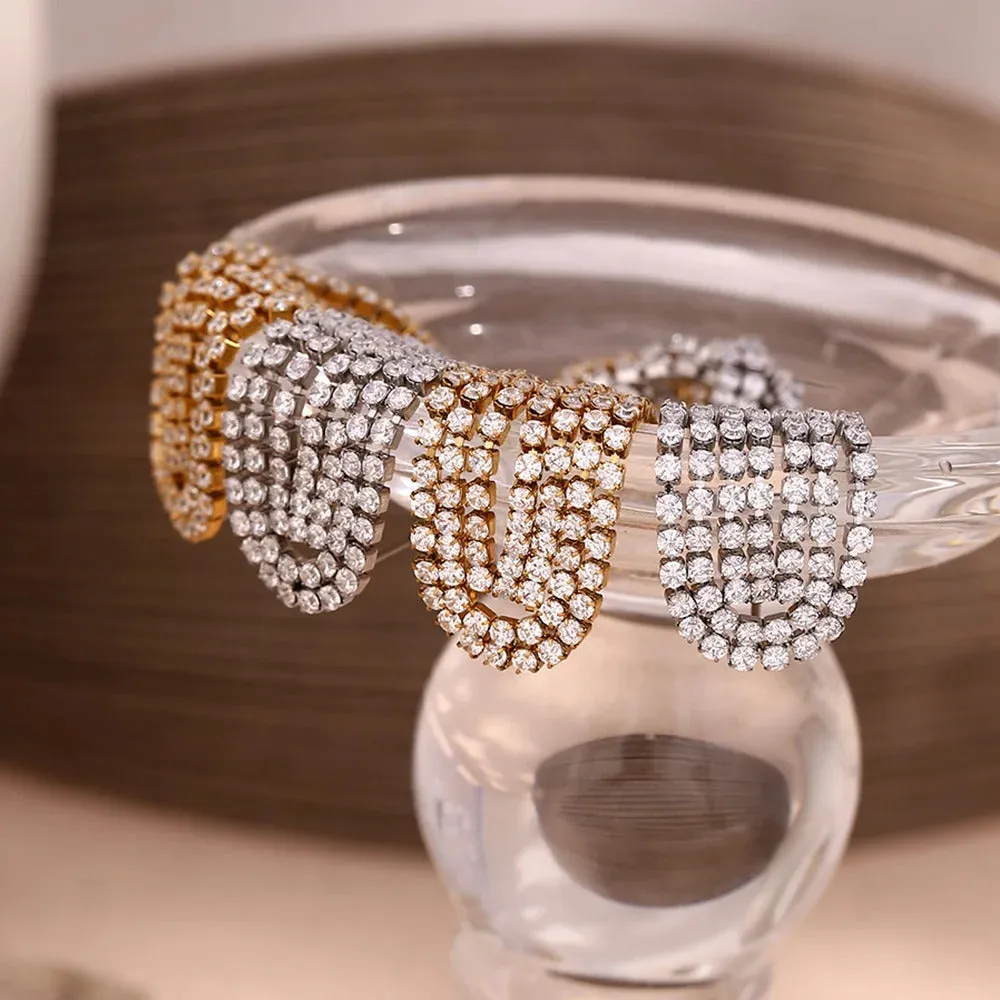 Sparkling CZ Crystal Fringe Long Tassel Earrings