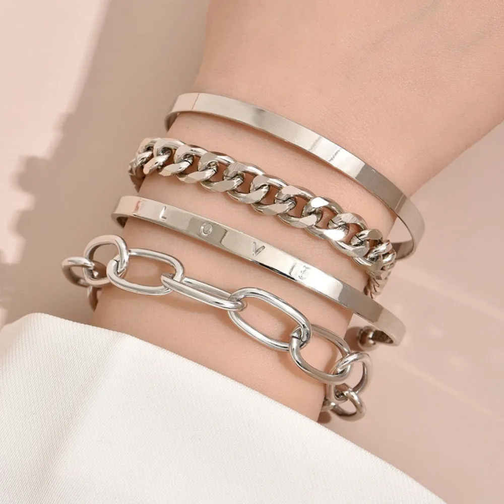 Statement Chain Glossy Bracelet Set
