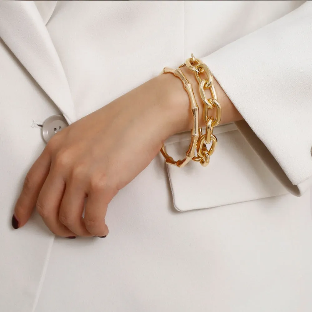 Statement Chain Glossy Bracelet Set