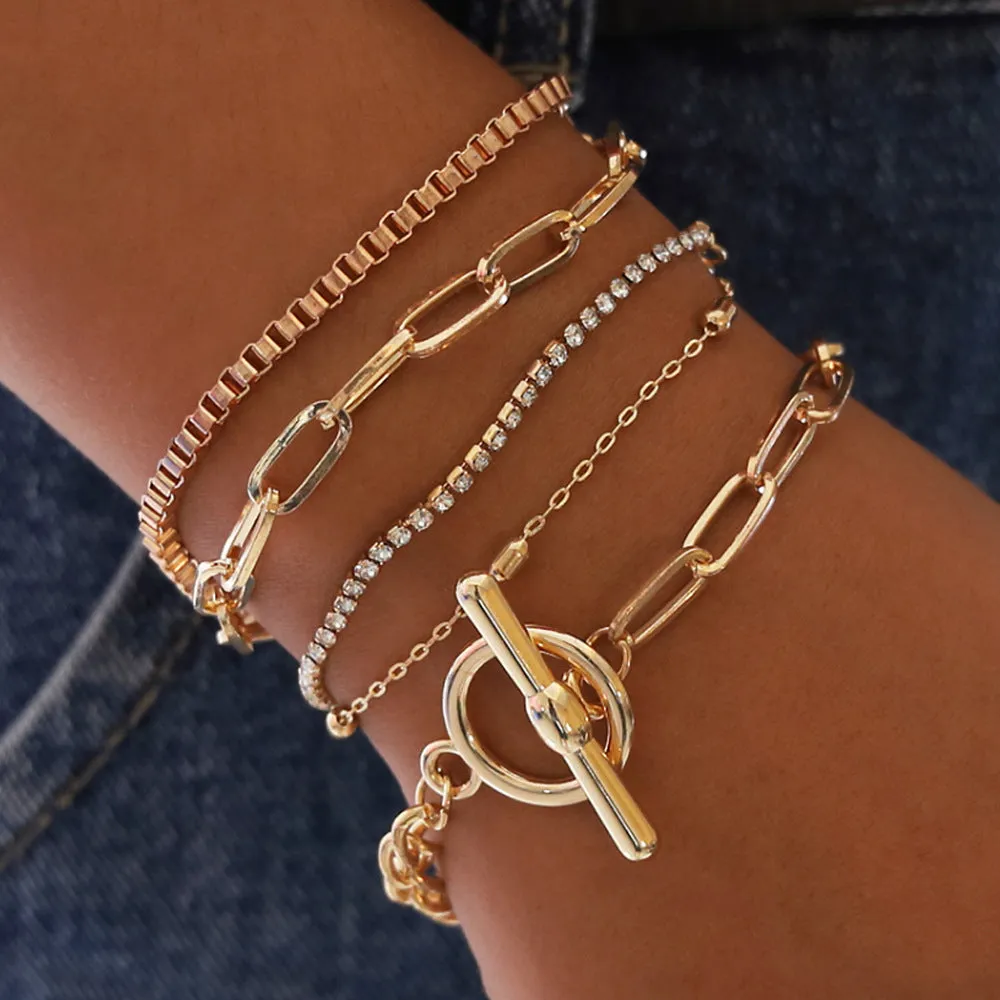 Statement Chain Glossy Bracelet Set