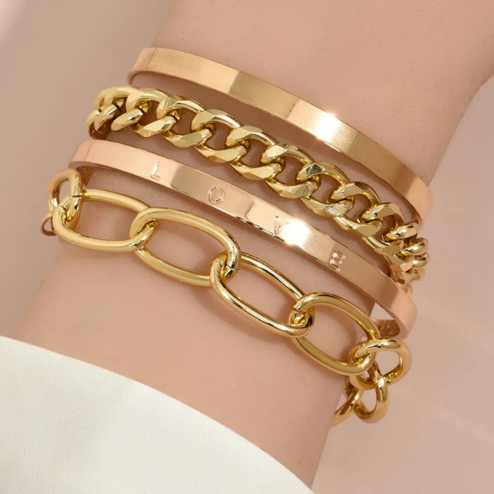 Statement Chain Glossy Bracelet Set