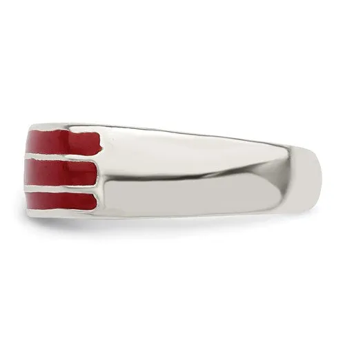 Sterling Silver 5mm Wide Enameled American Flag Toe Ring