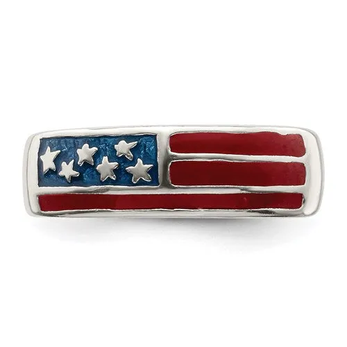 Sterling Silver 5mm Wide Enameled American Flag Toe Ring