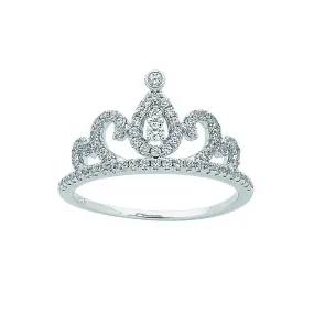 Sterling Silver Cubic Zirconia Princess Tiara Ring