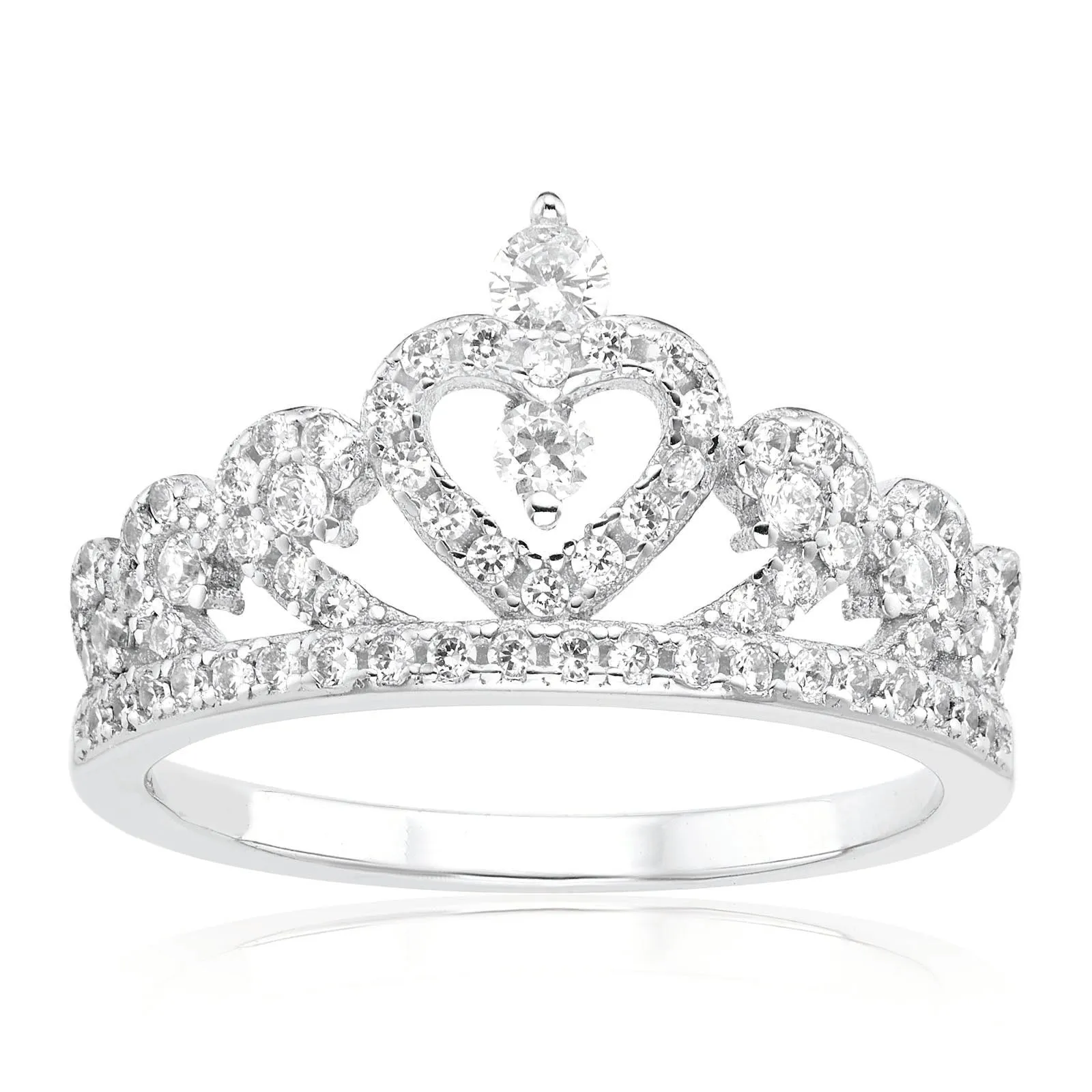 Sterling Silver Cubic Zirconia Tiara Ring