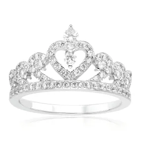 Sterling Silver Cubic Zirconia Tiara Ring