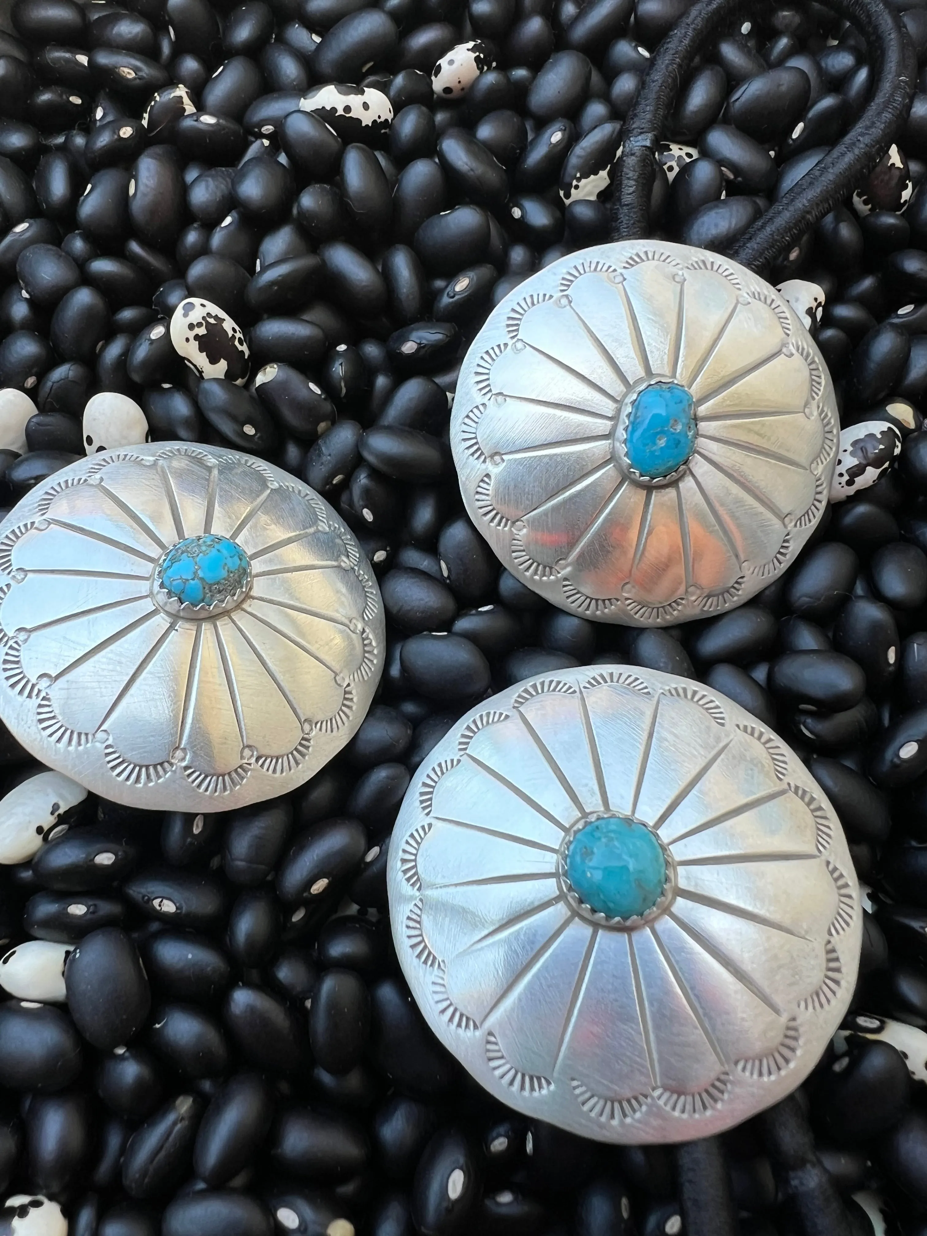 Sterling silver hair tie with turquoise Style H