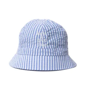 Striped Seersucker Logo Bucket Hat