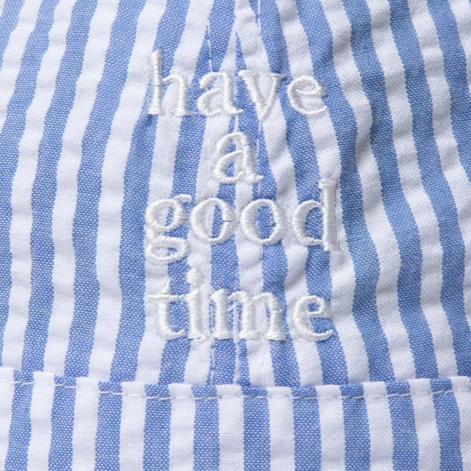 Striped Seersucker Logo Bucket Hat