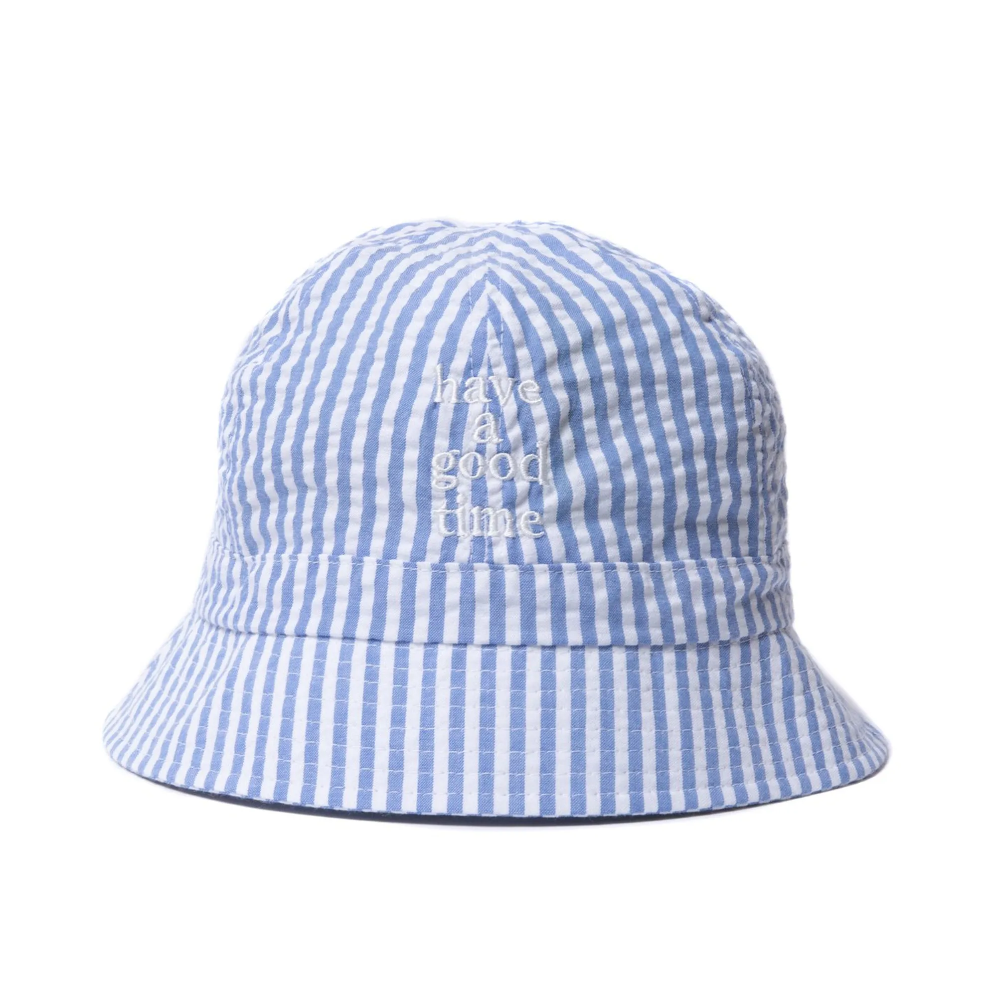 Striped Seersucker Logo Bucket Hat