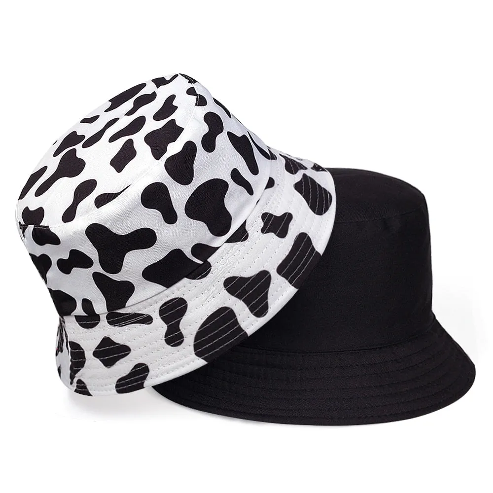 summer cotton bucket hat dairy cow Striped print Fisherman Hats Hip Hop outdoor travel panama cap Sun caps for men Women