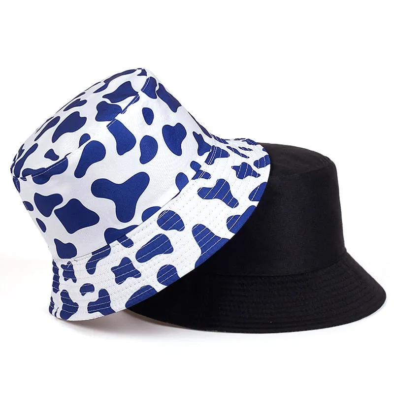 summer cotton bucket hat dairy cow Striped print Fisherman Hats Hip Hop outdoor travel panama cap Sun caps for men Women