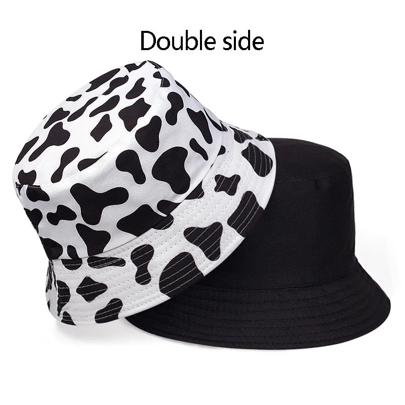 summer cotton bucket hat dairy cow Striped print Fisherman Hats Hip Hop outdoor travel panama cap Sun caps for men Women