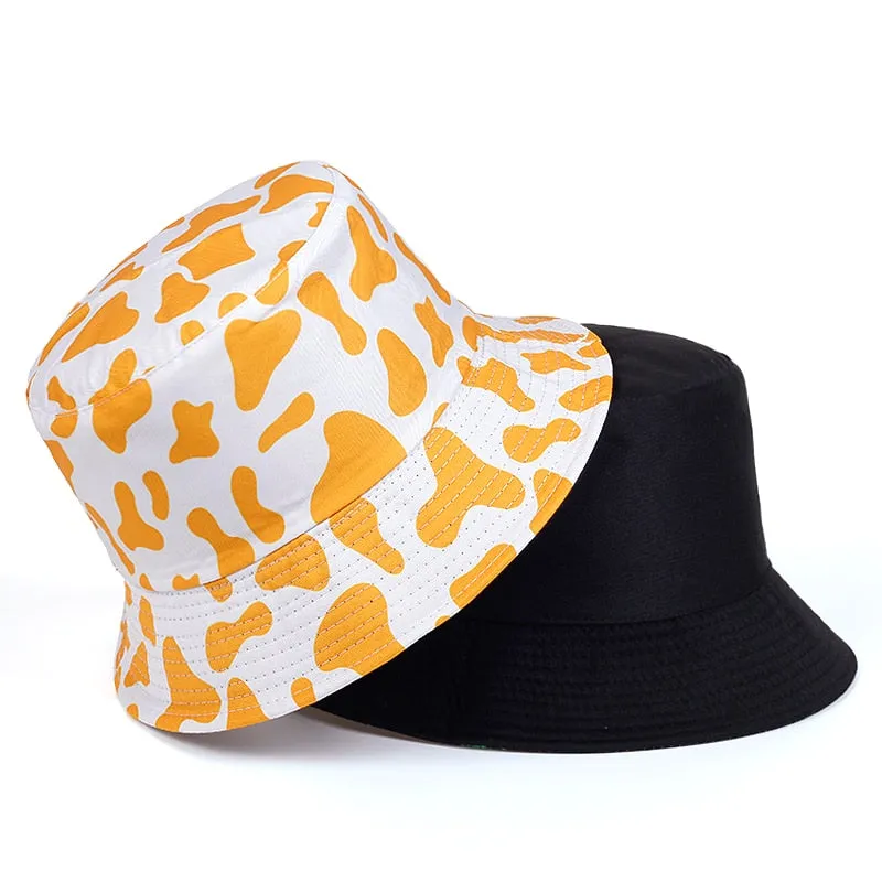 summer cotton bucket hat dairy cow Striped print Fisherman Hats Hip Hop outdoor travel panama cap Sun caps for men Women
