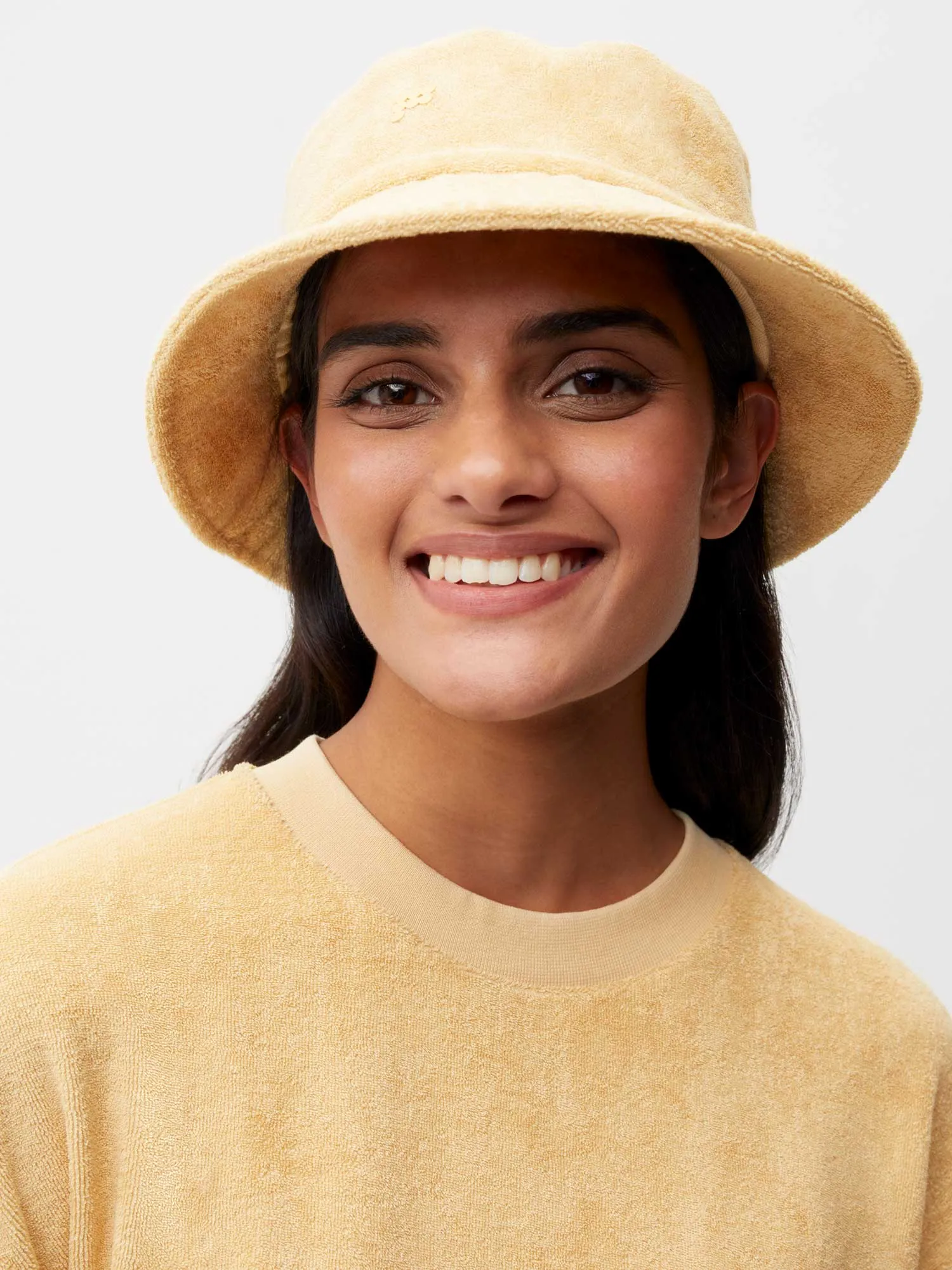 Summer Towelling Bucket Hat—dark sand