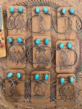 Sweet Grass Kingman Turquoise Hoops