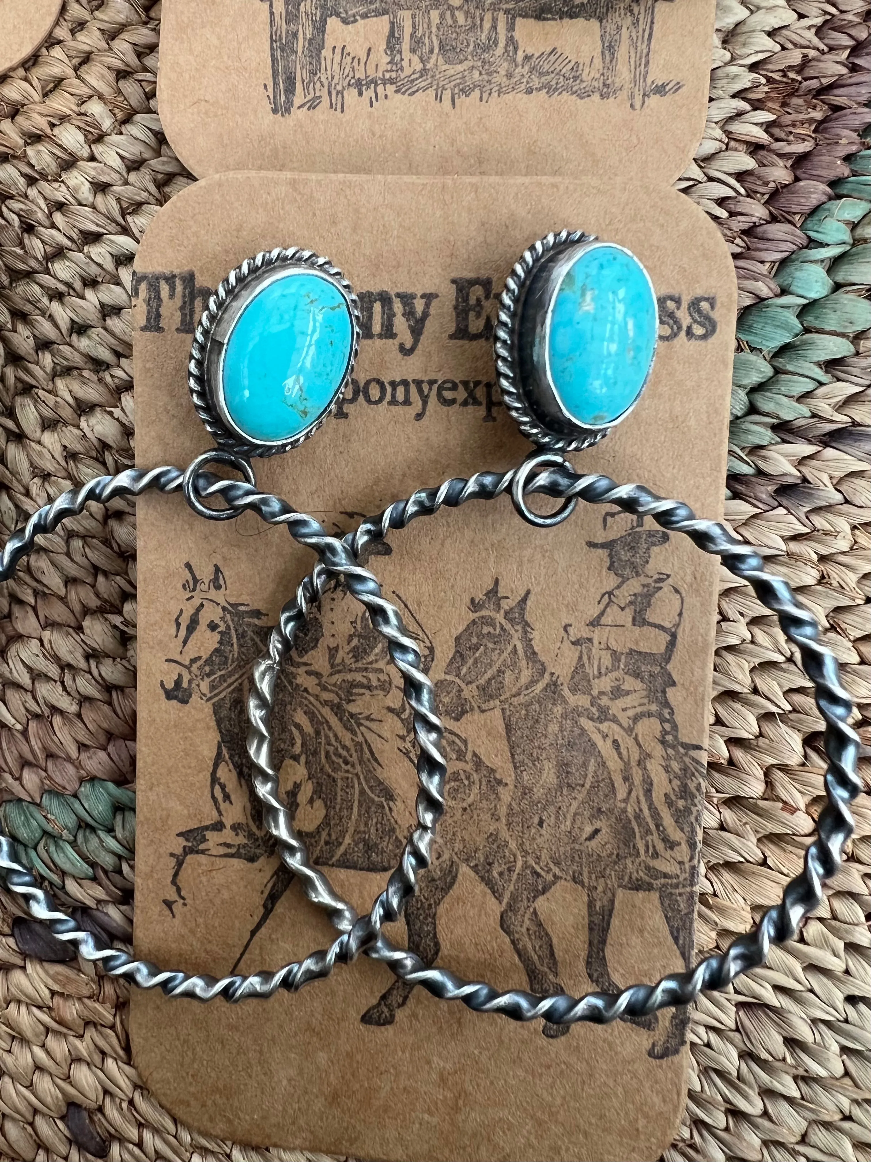 Sweet Grass Kingman Turquoise Hoops