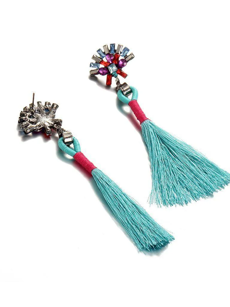 Tassel Drop Earrings With Rhinestone