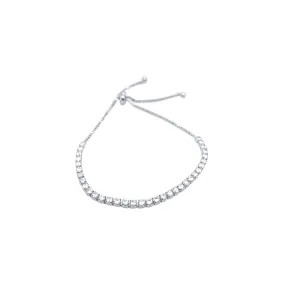Tennis Bolo Bracelet with Cubic Zirconia in Sterling Silver