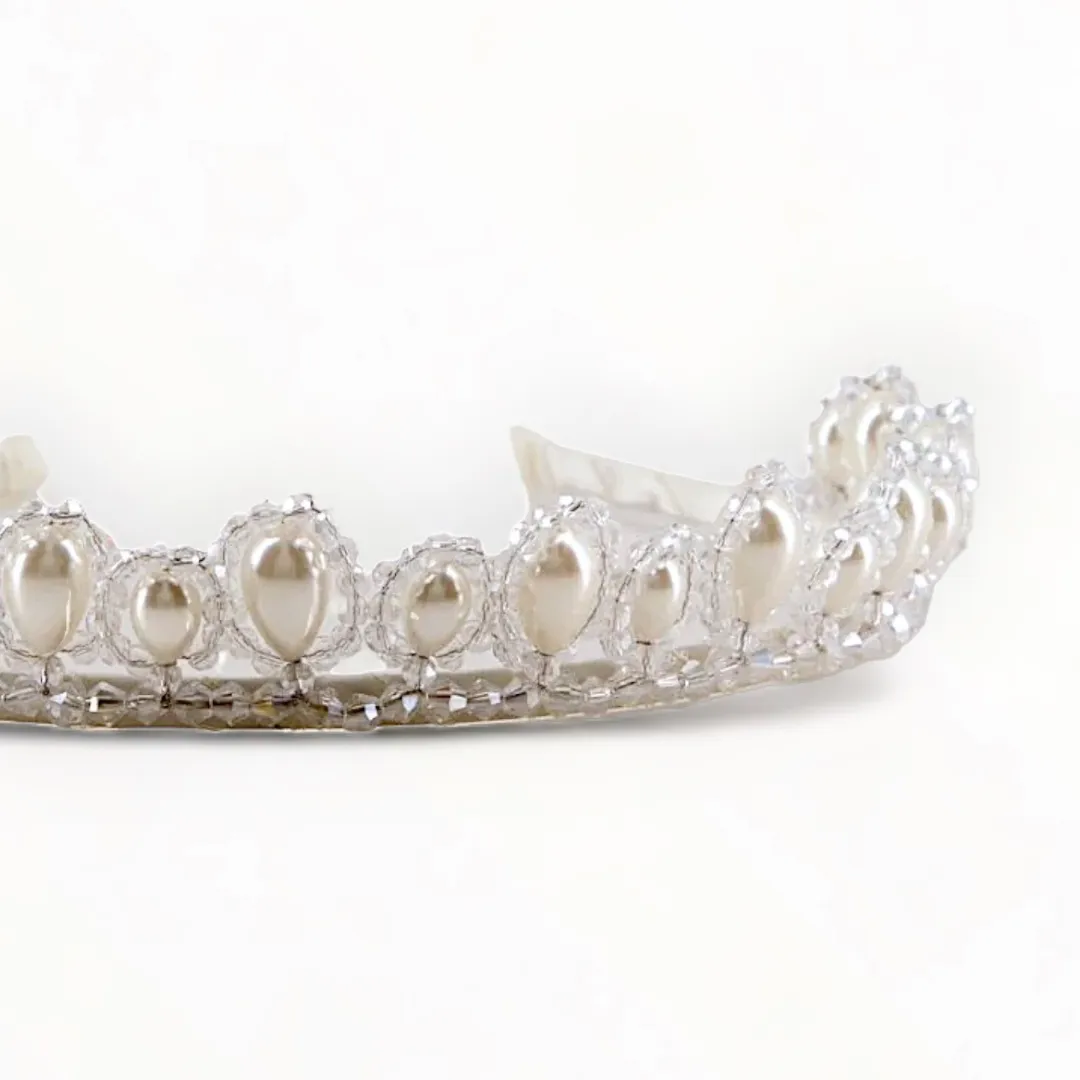 The Carita Pearl and Crystal Tiara Designer Headband