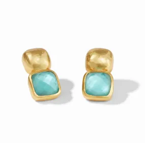 The Catalina Crystal Earring in Iridescent Bahamian Blue