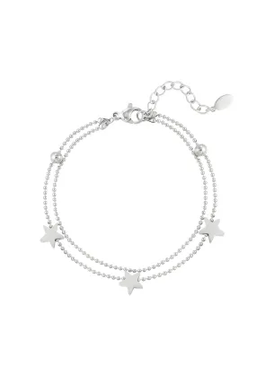 The Edit - Double Star Bracelet in Silver