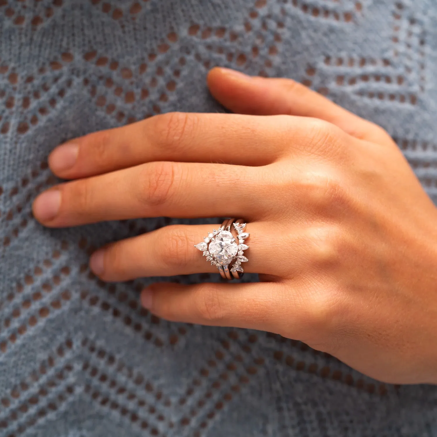 The Kira Ring | Lab Diamond Shaped Tiara Stacking Band