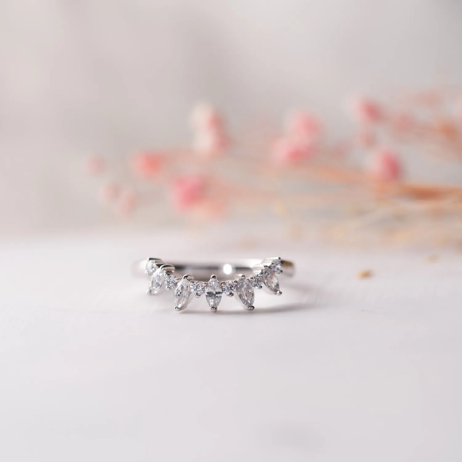 The Kira Ring | Lab Diamond Shaped Tiara Stacking Band