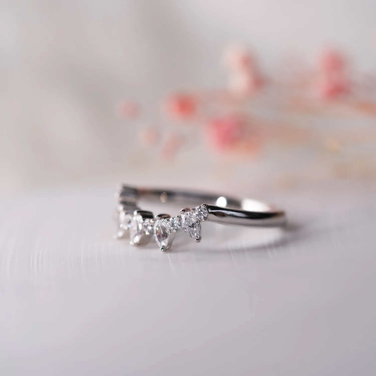 The Kira Ring | Lab Diamond Shaped Tiara Stacking Band
