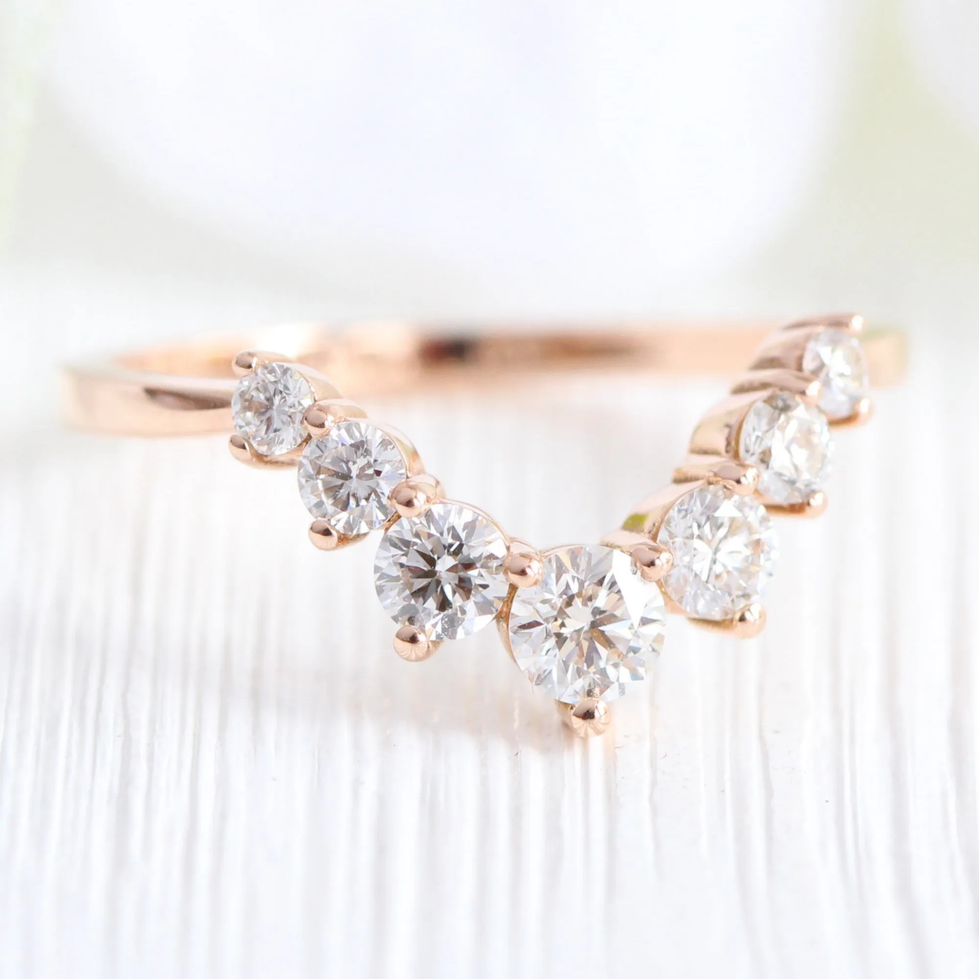 Tiara Halo Marquise Black Diamond Stack w/ Large 7 Diamond Curved Tapered Band