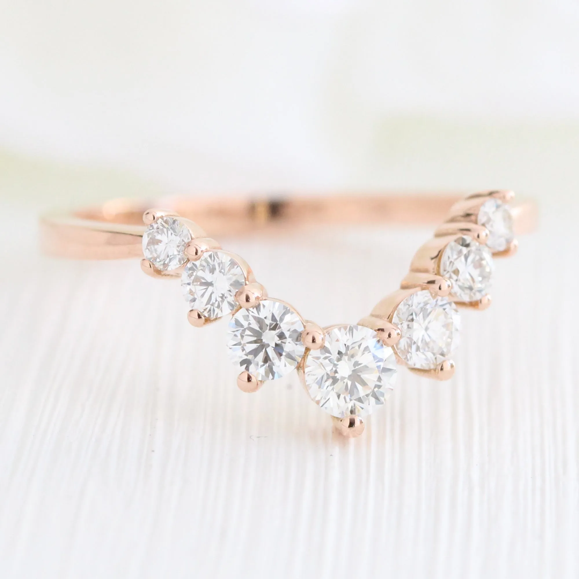 Tiara Halo Marquise Tapered Ring Set w/ Moissanite and Large 7 Diamond U Shaped Band