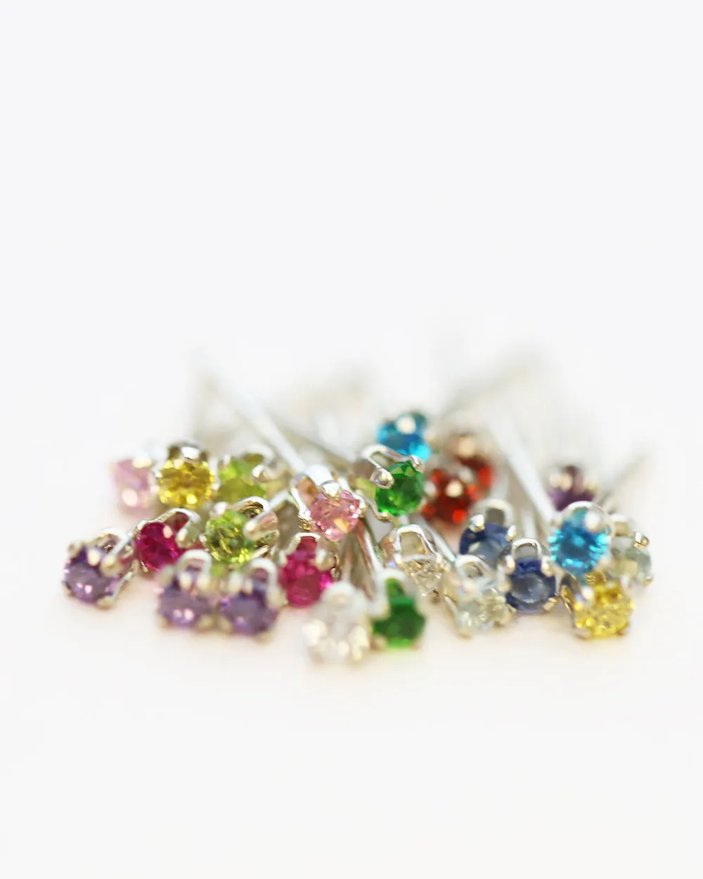 Tiny CZ Birthstone Earrings