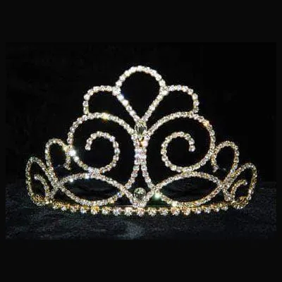 Titan's Queen 3" Crystal Rhinestone Gold Tiara
