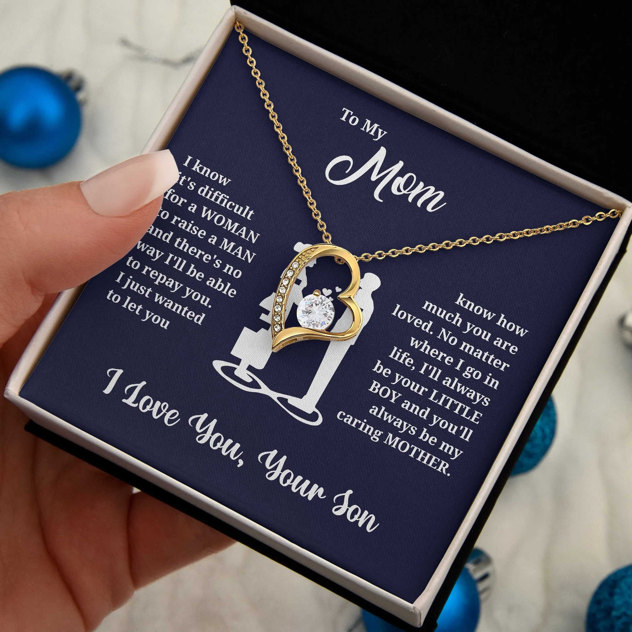 To My Mom Necklace From Your Son - Always Little Boy Never Forget That I Love You, Mom Necklace, Necklace For Mom