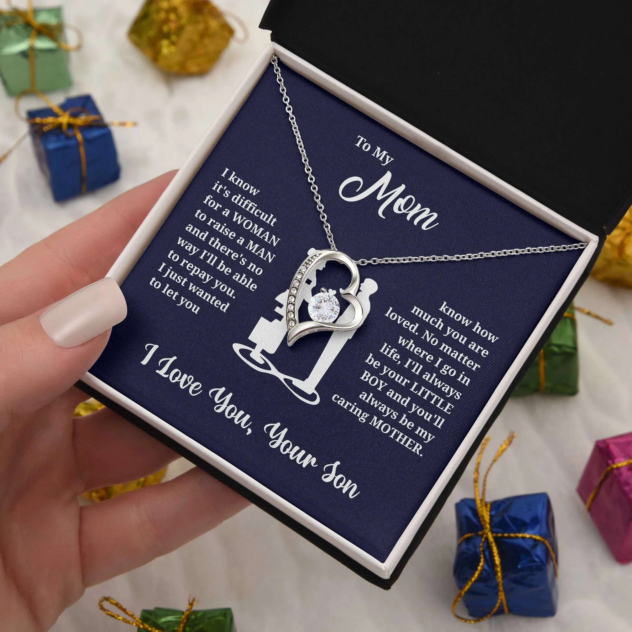 To My Mom Necklace From Your Son - Always Little Boy Never Forget That I Love You, Mom Necklace, Necklace For Mom