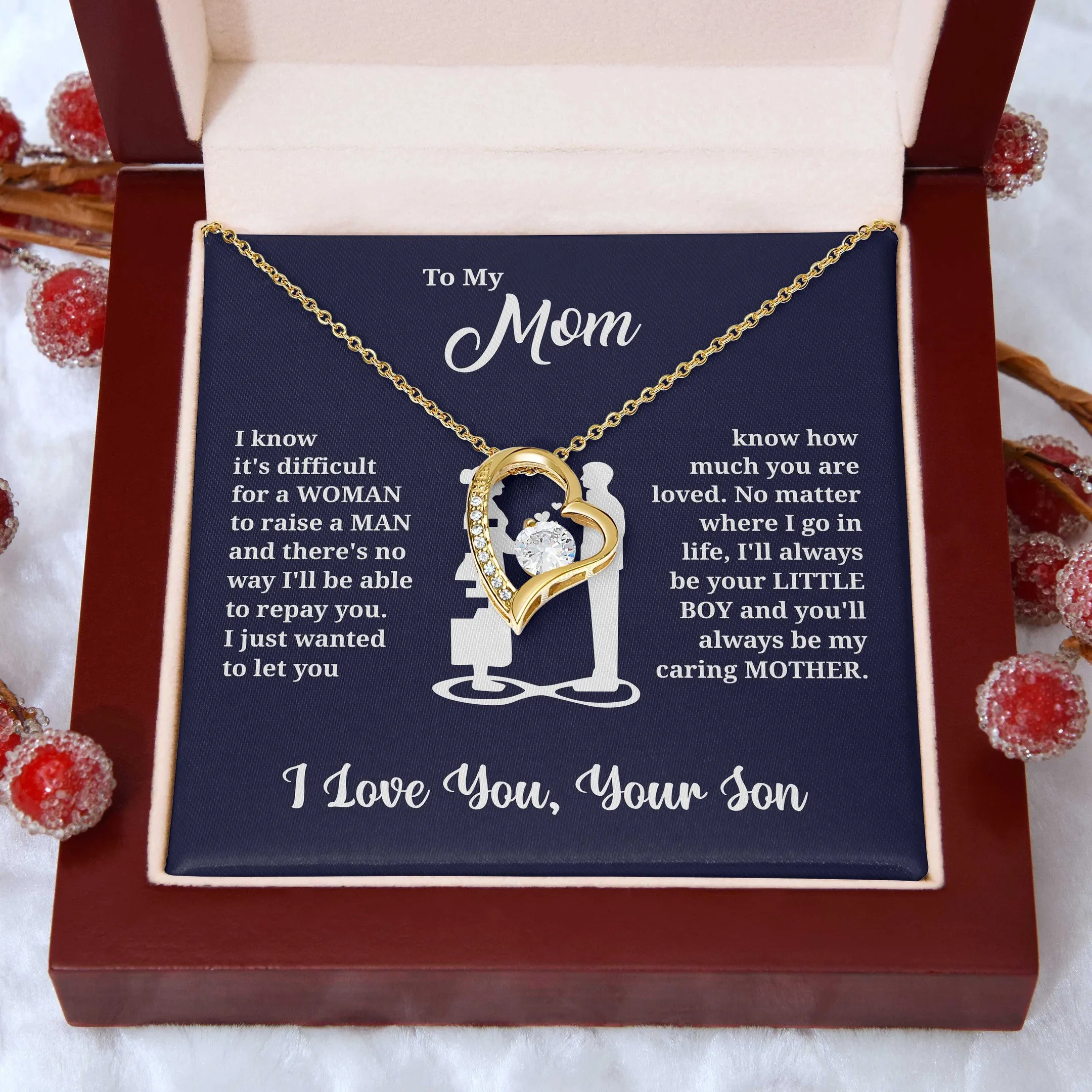 To My Mom Necklace From Your Son - Always Little Boy Never Forget That I Love You, Mom Necklace, Necklace For Mom