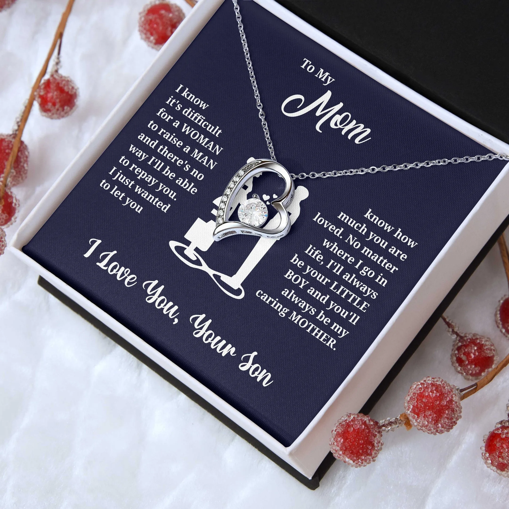 To My Mom Necklace From Your Son - Always Little Boy Never Forget That I Love You, Mom Necklace, Necklace For Mom