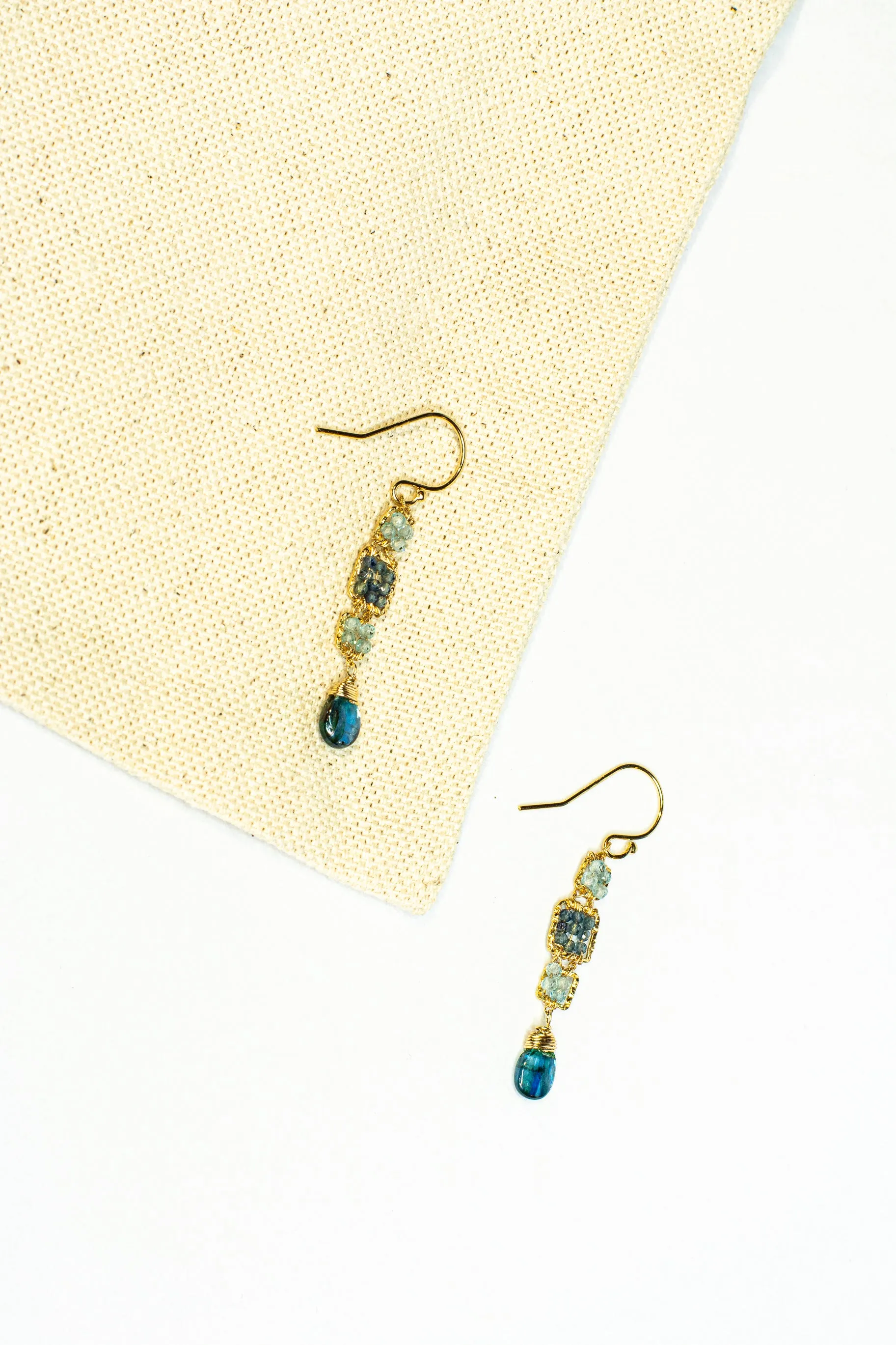 Triple Box Stone Drop Earring