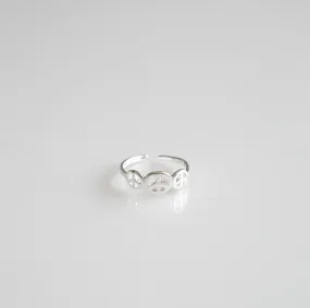 Triple Peace Sign Adjustable Toe Ring .925 sterling silver