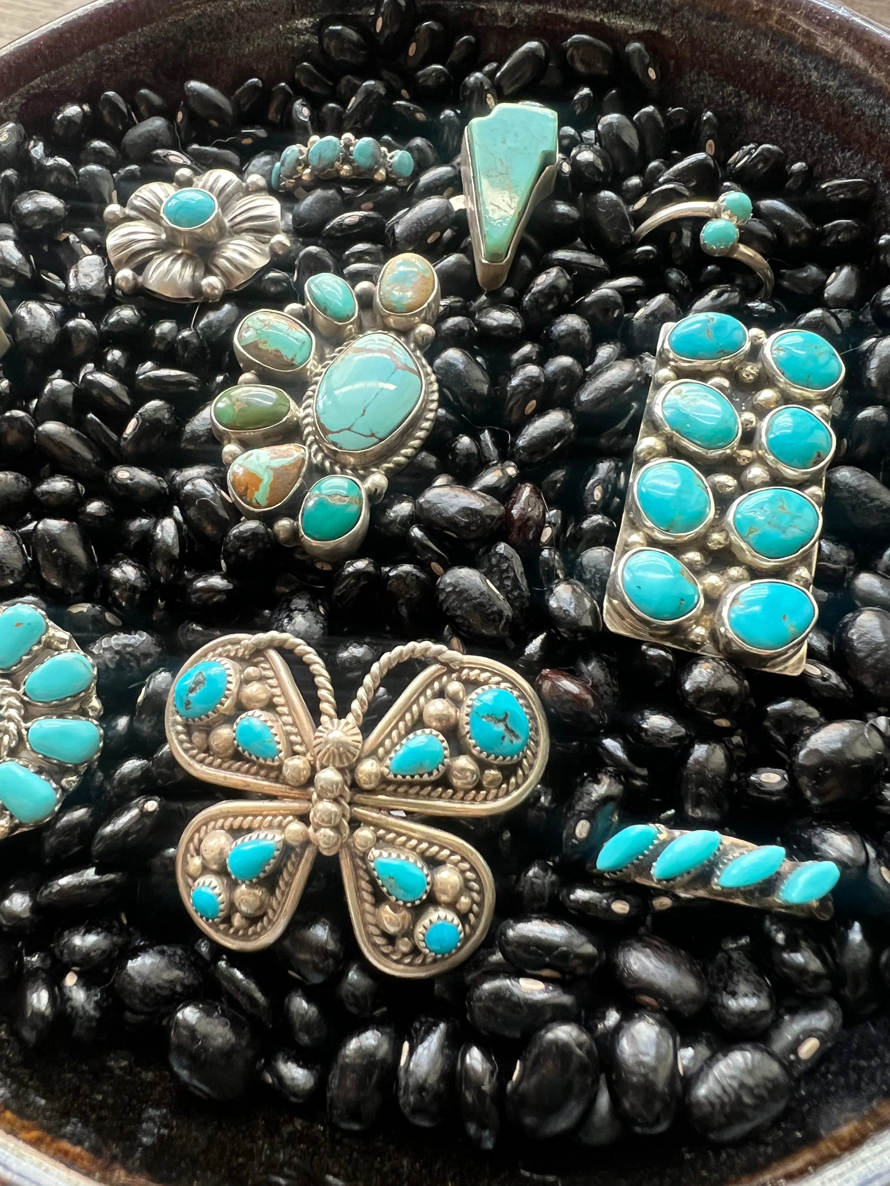 Turquoise Lightening bolt rings