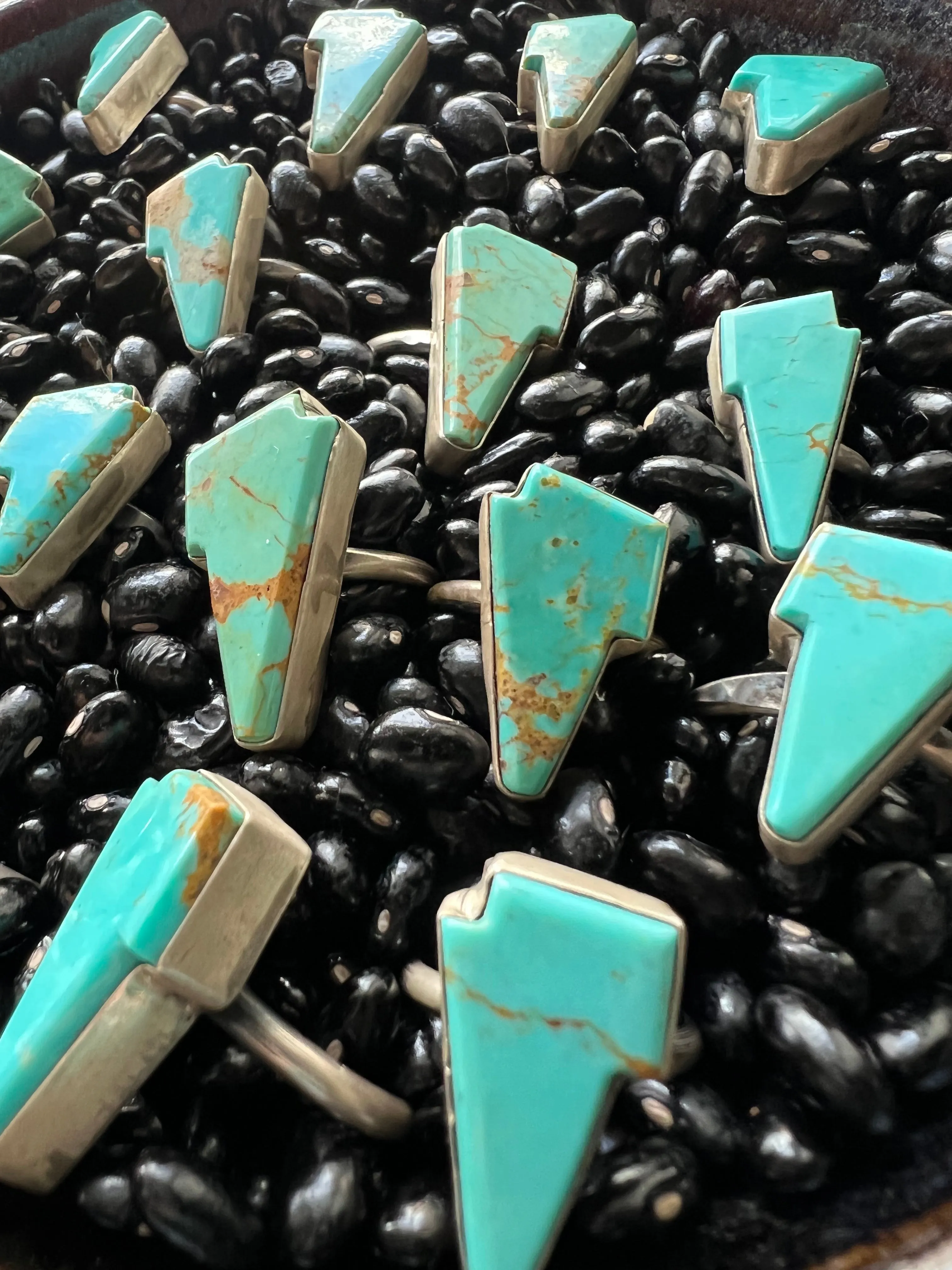 Turquoise Lightening bolt rings
